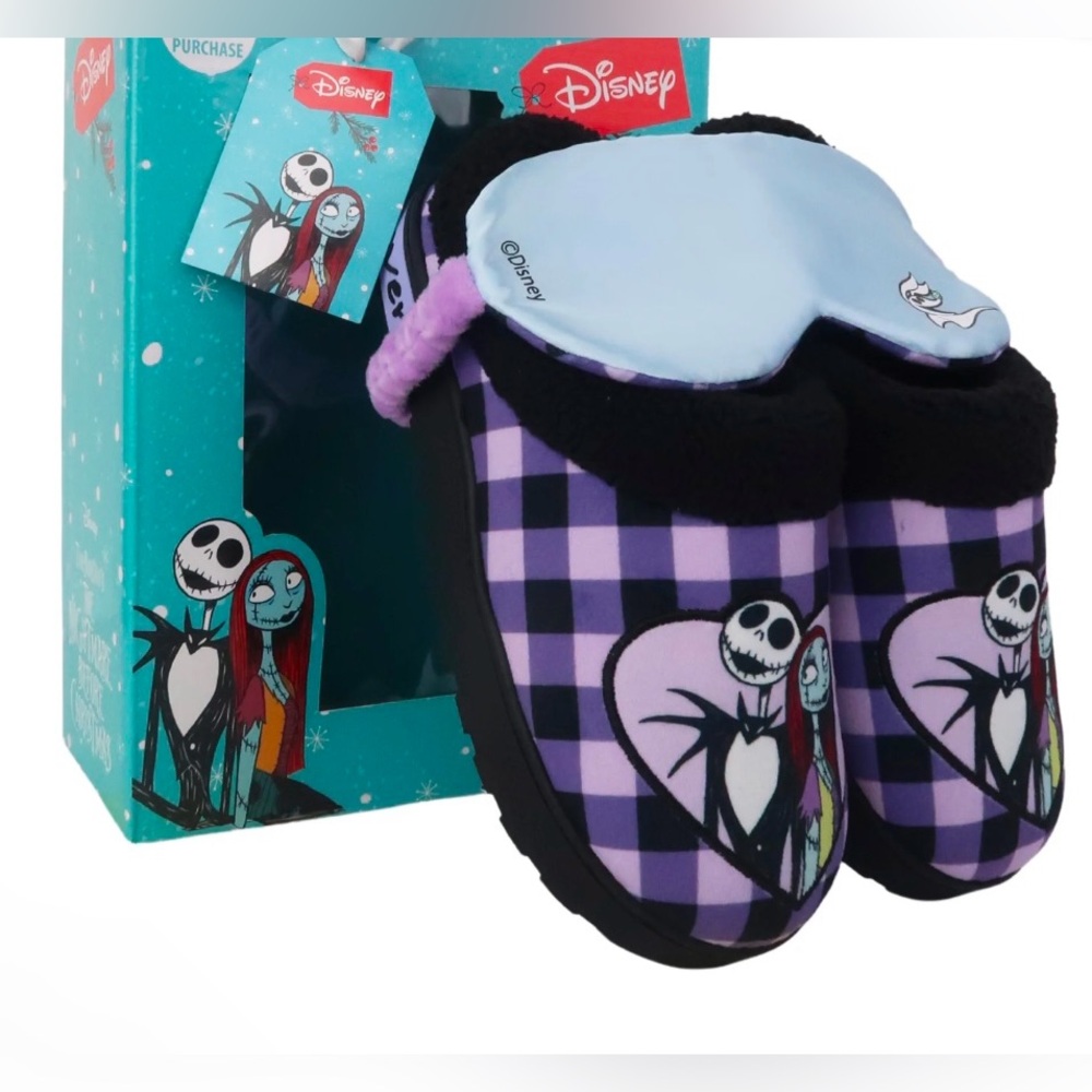 Disney Nightmare Before Christmas Women’s Slippers & Sleep Mask Sizes 7 or 8
